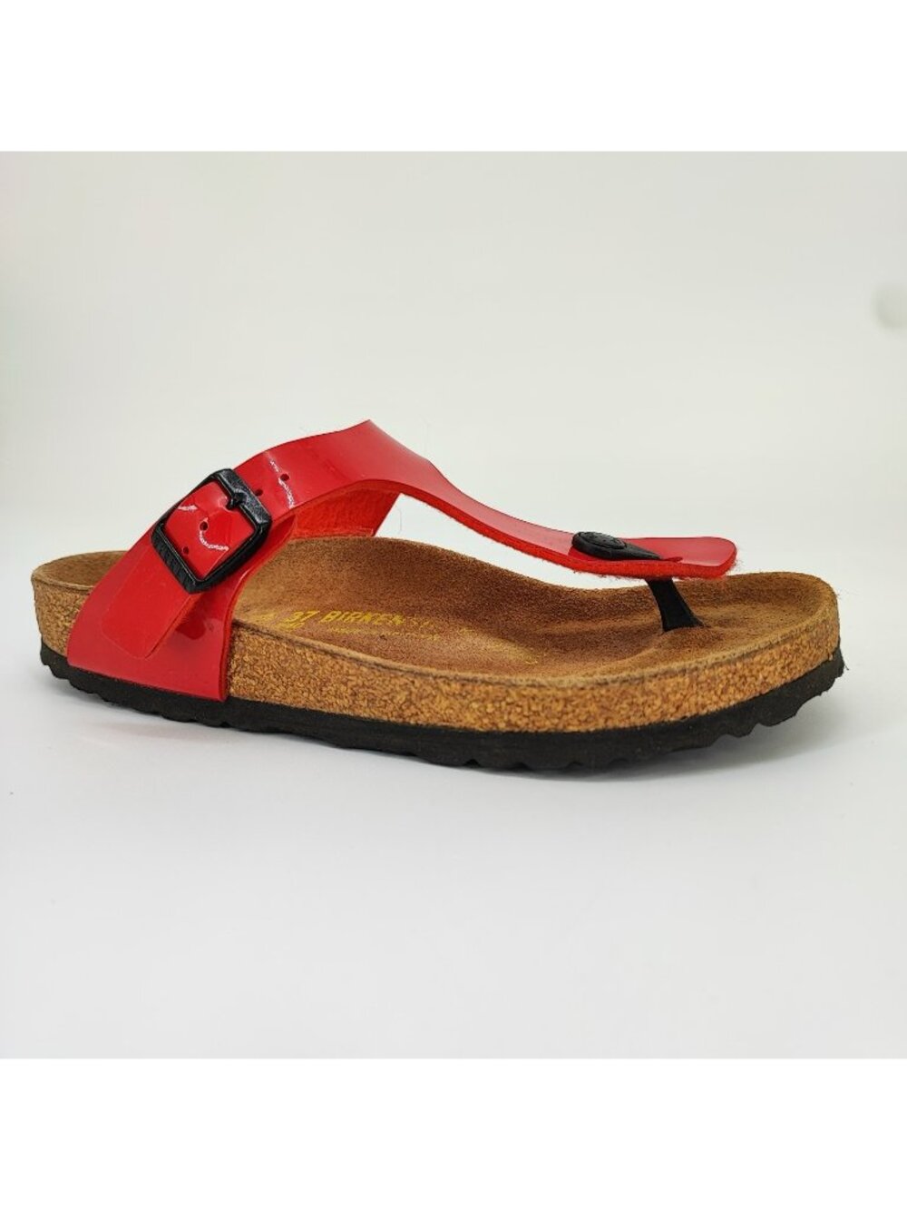 Birkenstock Gizeh Women's Size 6 Sandals Birko-Flor Patent Glossy Red